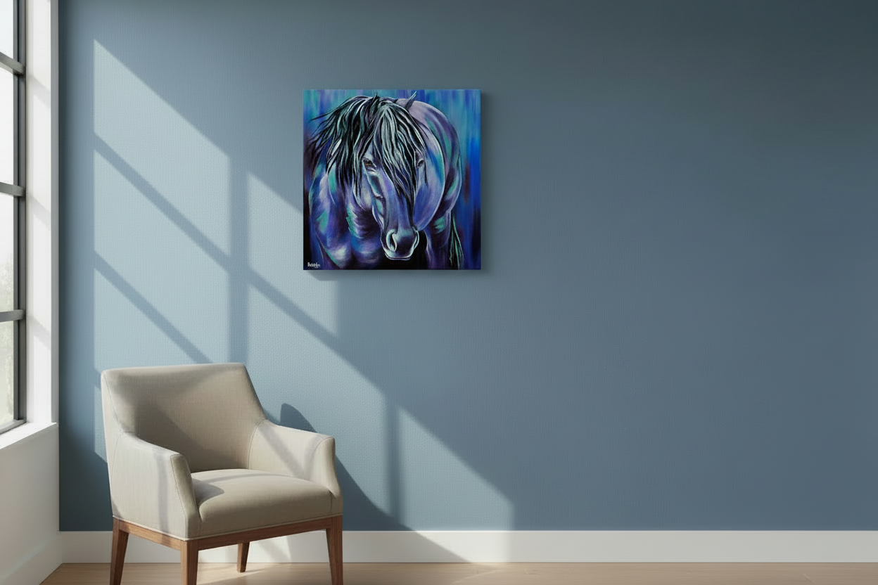 Blue Mustang Acrylic on Canvas 20″ x 20″