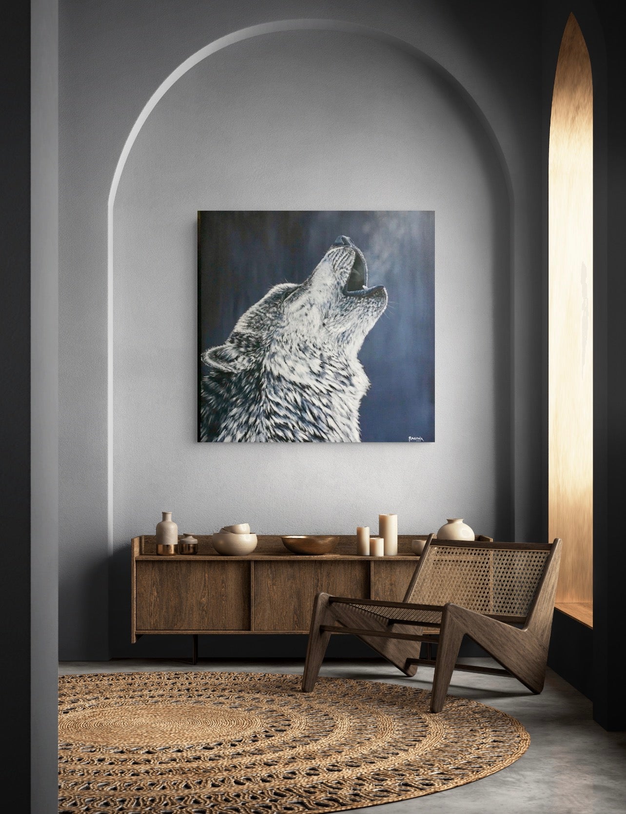 Night Time Howl Acrylic on Canvas 20" x 20"