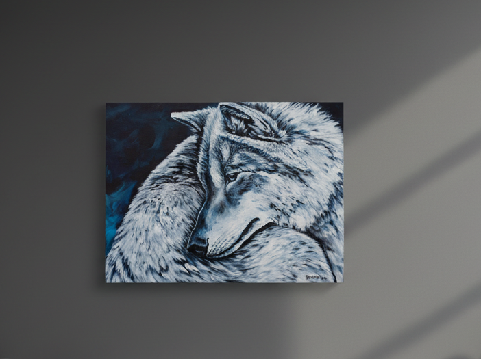 Still Wolf Acrylic on Canvas 18" x 20"