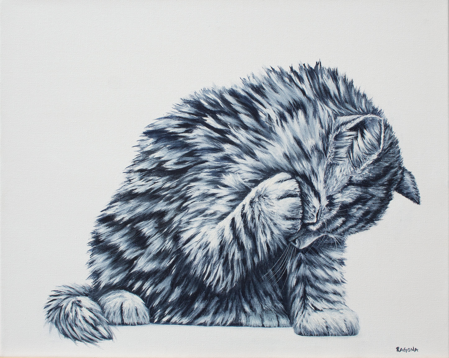 Bath Time 1 Kitten Acrylic on Canvas Giclee 16" x 20"