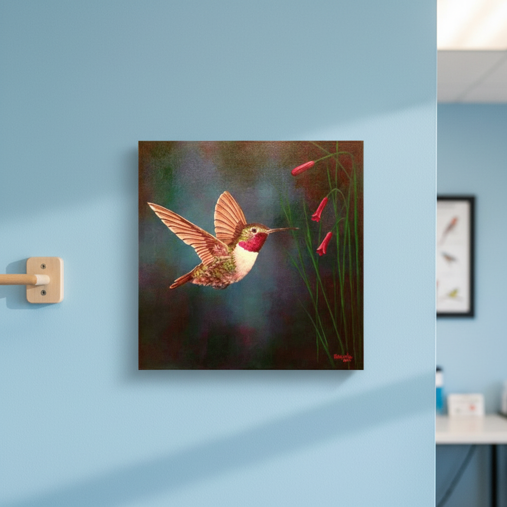 El Colibrí Oil on Canvas 18" x 18"