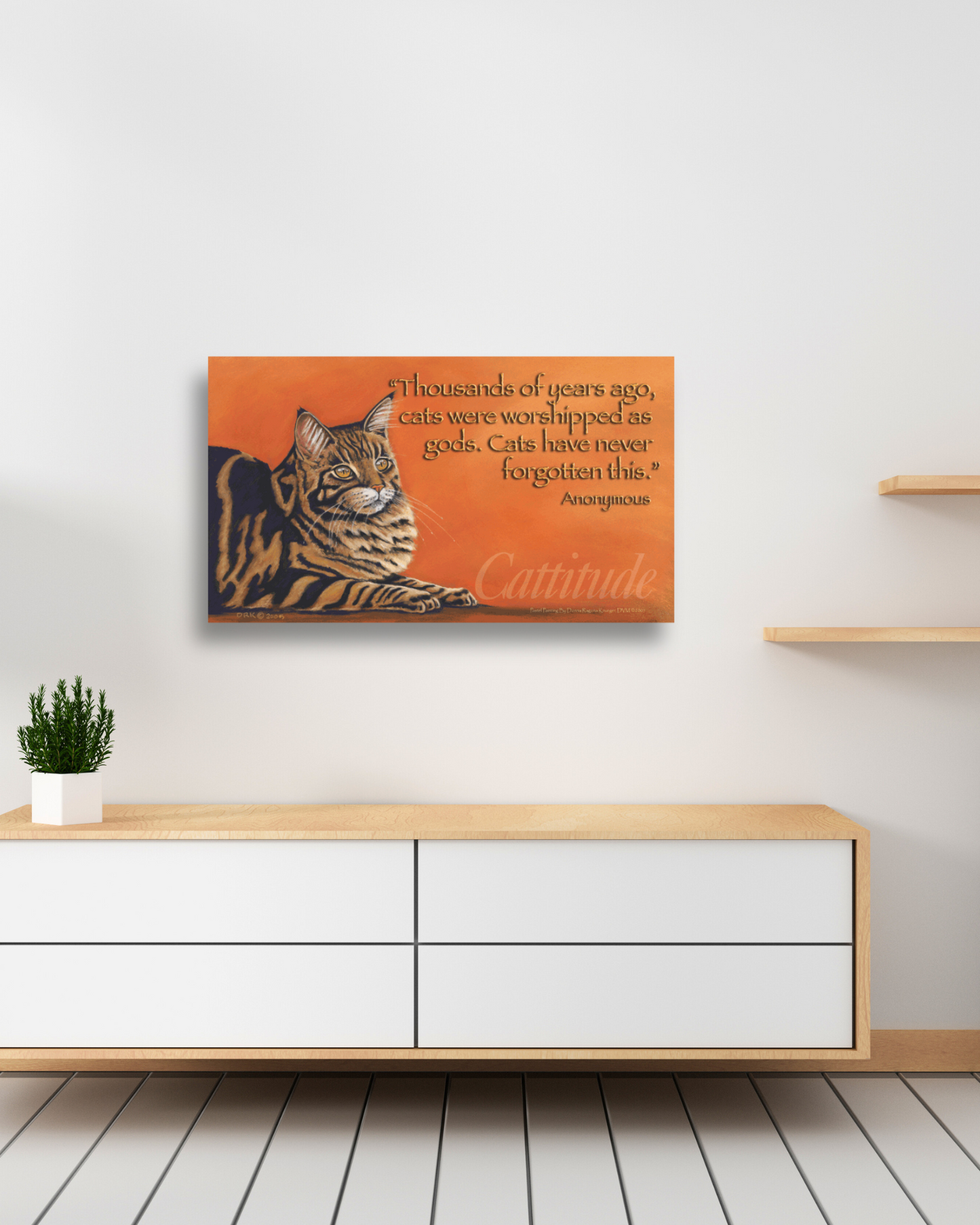 Catitude Acrylic on Canvas Giclee 11″x19″