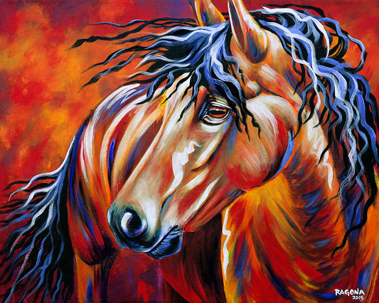 Fire Horse Acrylic on Canvas Giclee 16" x 20"