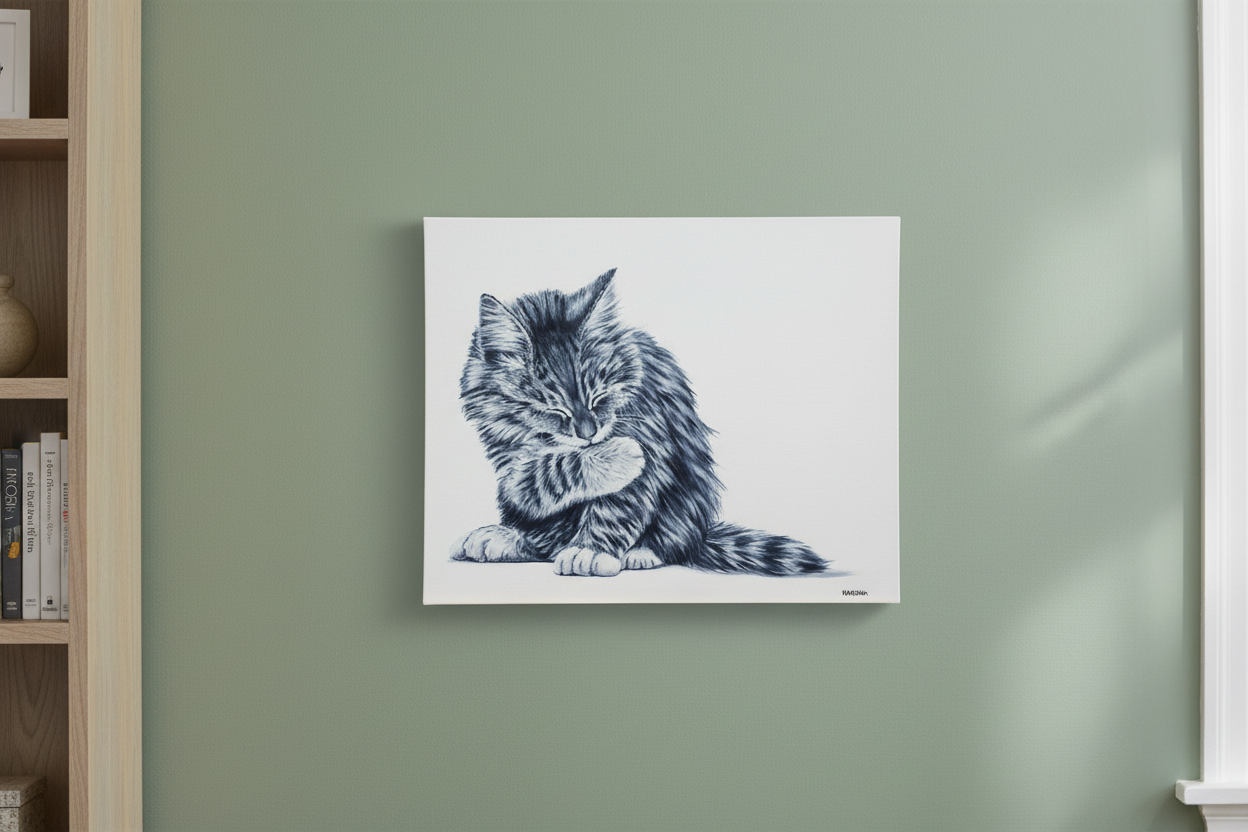 Bath Time 2 Kitten Acrylic on Canvas 16" x 20"