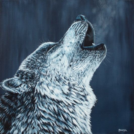 Night Time Howl Acrylic on Canvas Giclee 20" x 20"