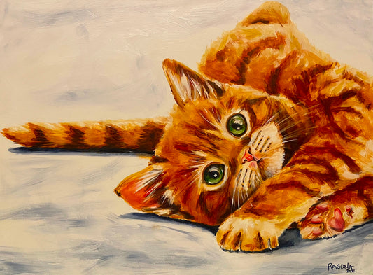 Smitten Kitten Oil on Canvas Giclee 12″ x 16″