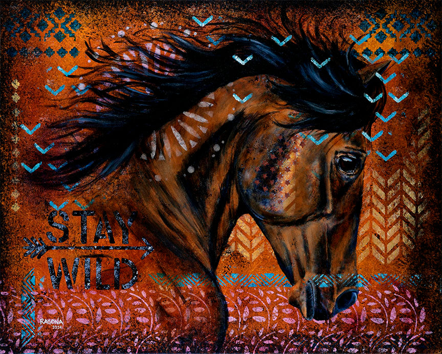 Stay Wild Oil On Canvas Giclee 24" x 30"